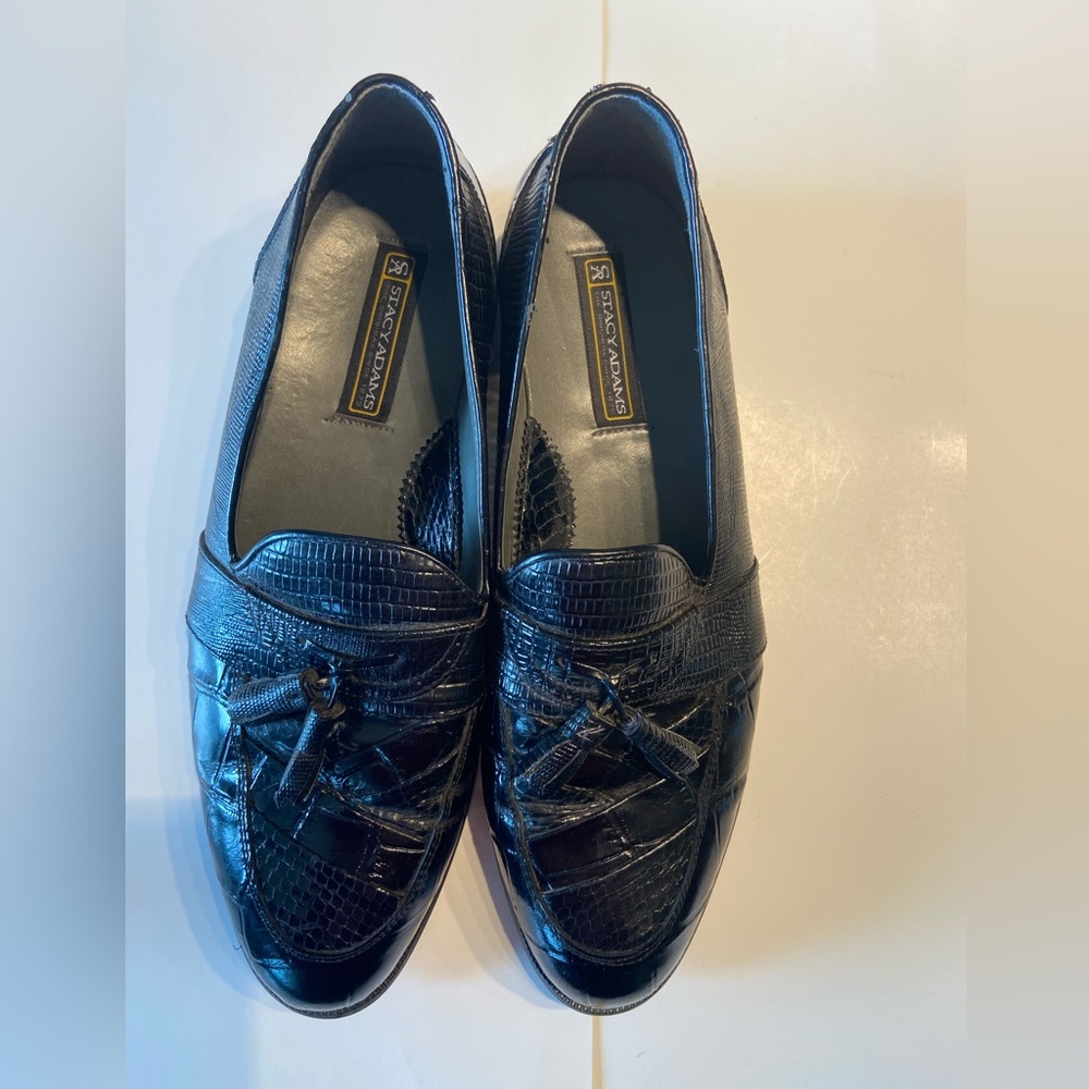 Stacy Adam’s Snake Skin Black Loafers.Size 12